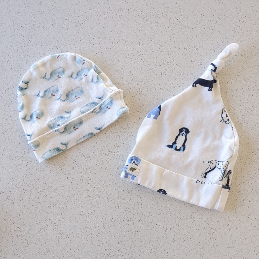 Charming Kids Animal Print Beanie Set - White and Blue